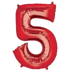 Number 5 RED SHAPE BALLOON for Birthday Party or other